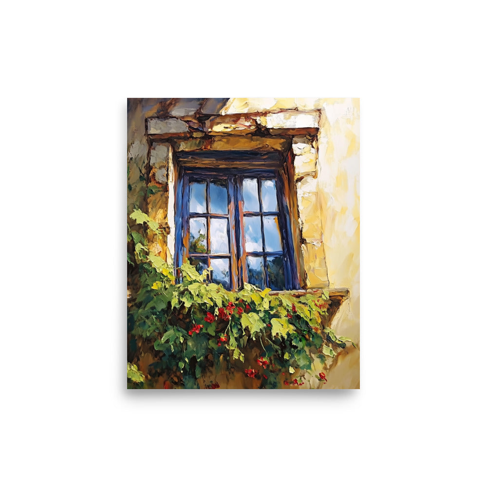 Vintage Rustic Window with Greenery Painting (Digital Download)