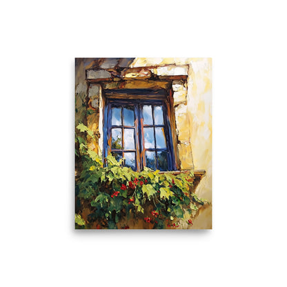 Vintage Rustic Window with Greenery Painting (Digital Download)