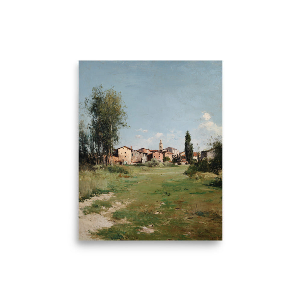 Sunlit Countryside Village Print