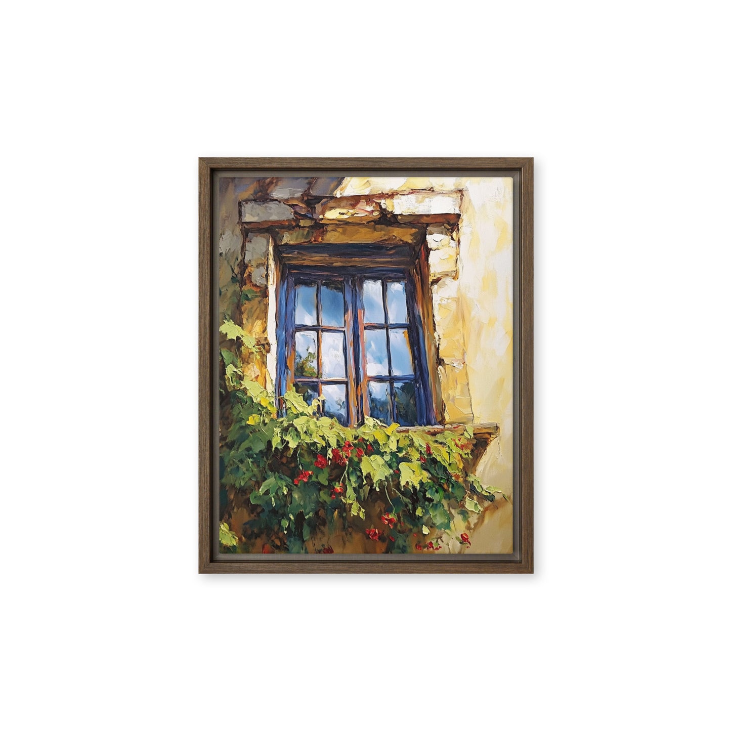 Vintage Rustic Window with Greenery Painting (Digital Download)