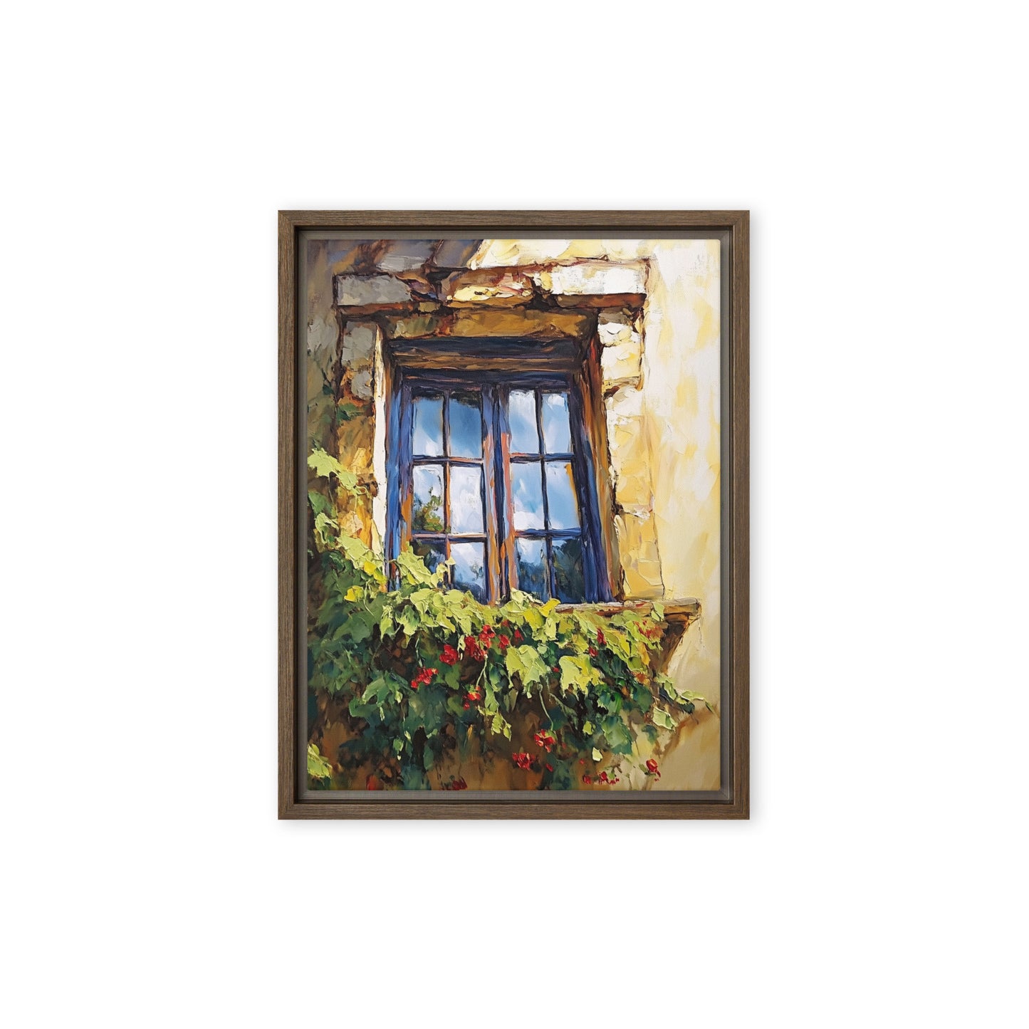 Vintage Rustic Window with Greenery Painting (Digital Download)