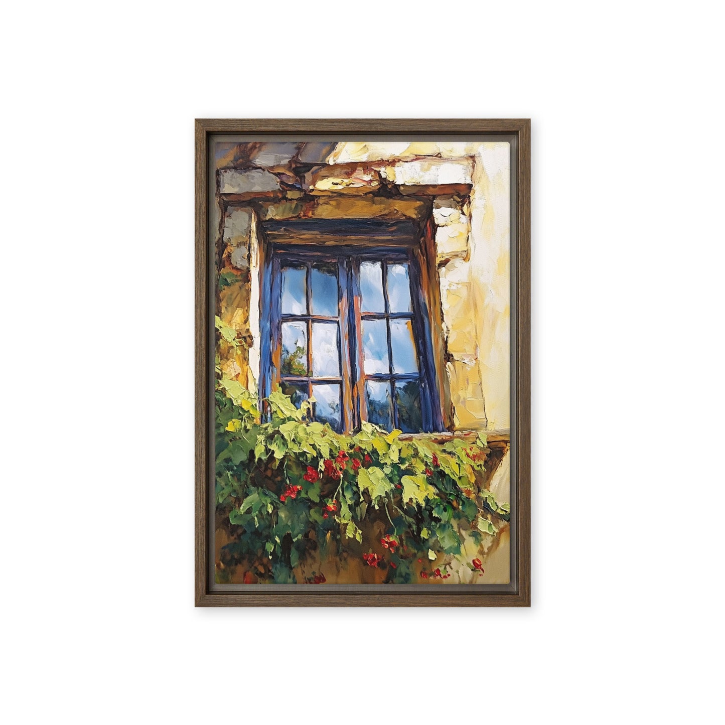 Vintage Rustic Window with Greenery Painting (Digital Download)