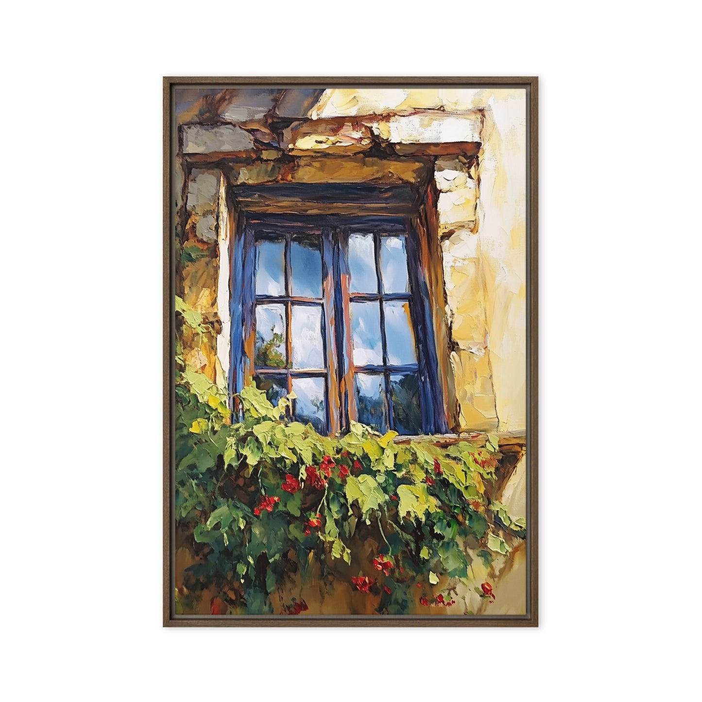 Vintage Rustic Window with Greenery Painting (Digital Download)