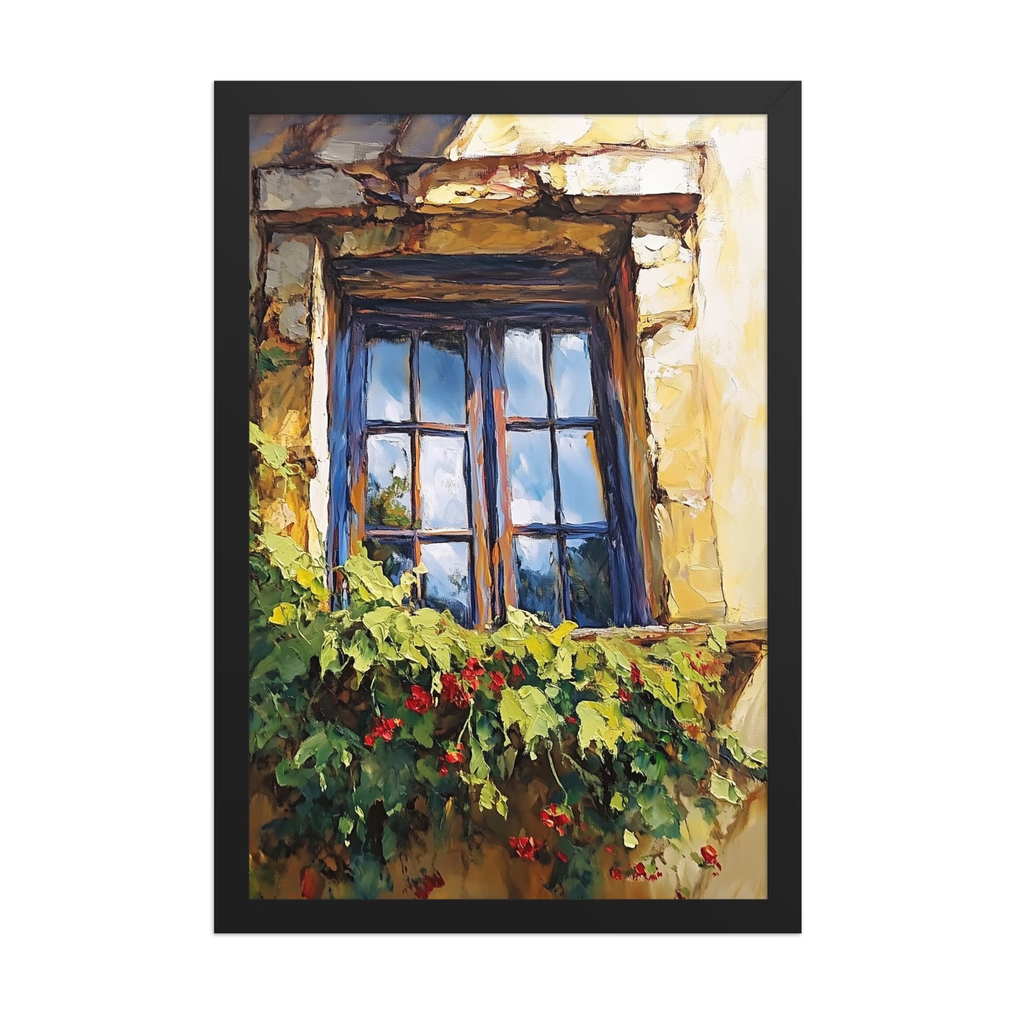 Vintage Rustic Window with Greenery Painting (Digital Download)