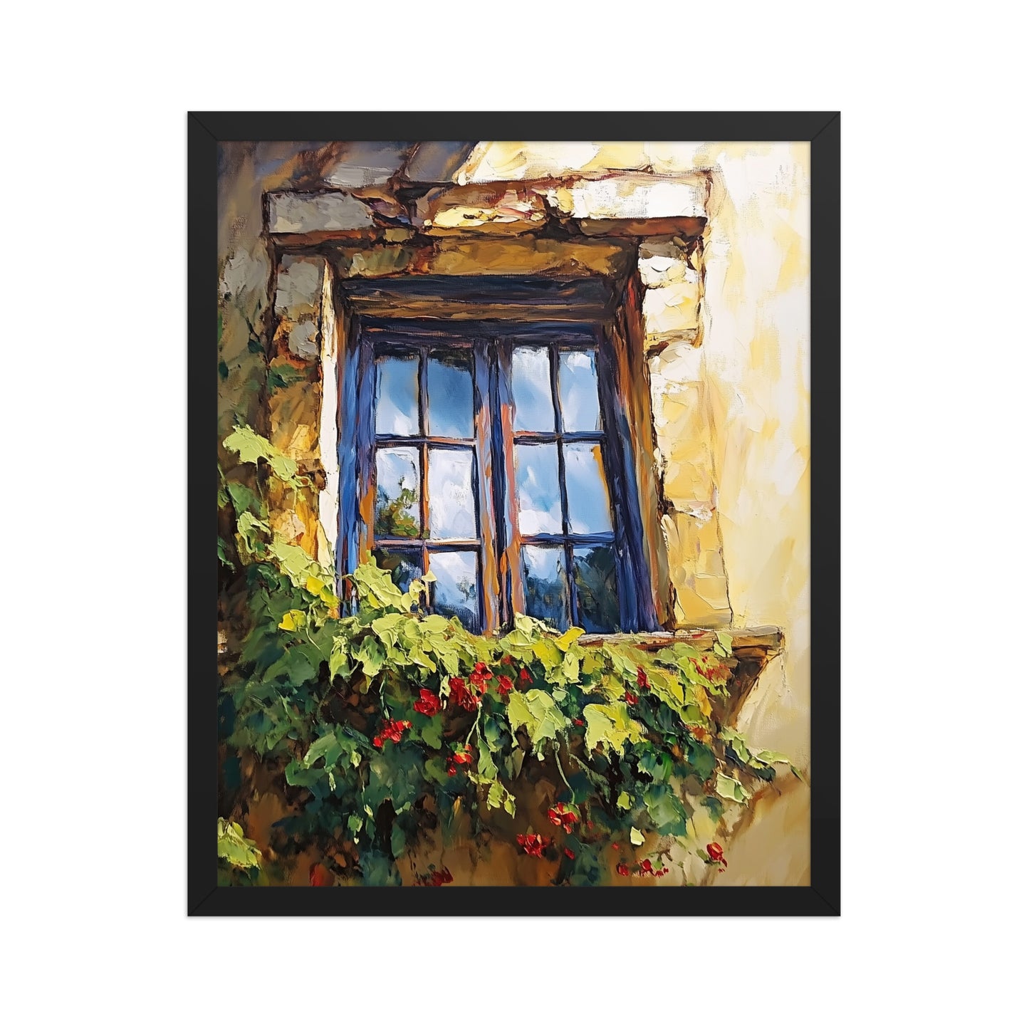 Vintage Rustic Window with Greenery Painting (Digital Download)