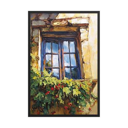 Vintage Rustic Window with Greenery Painting (Digital Download)