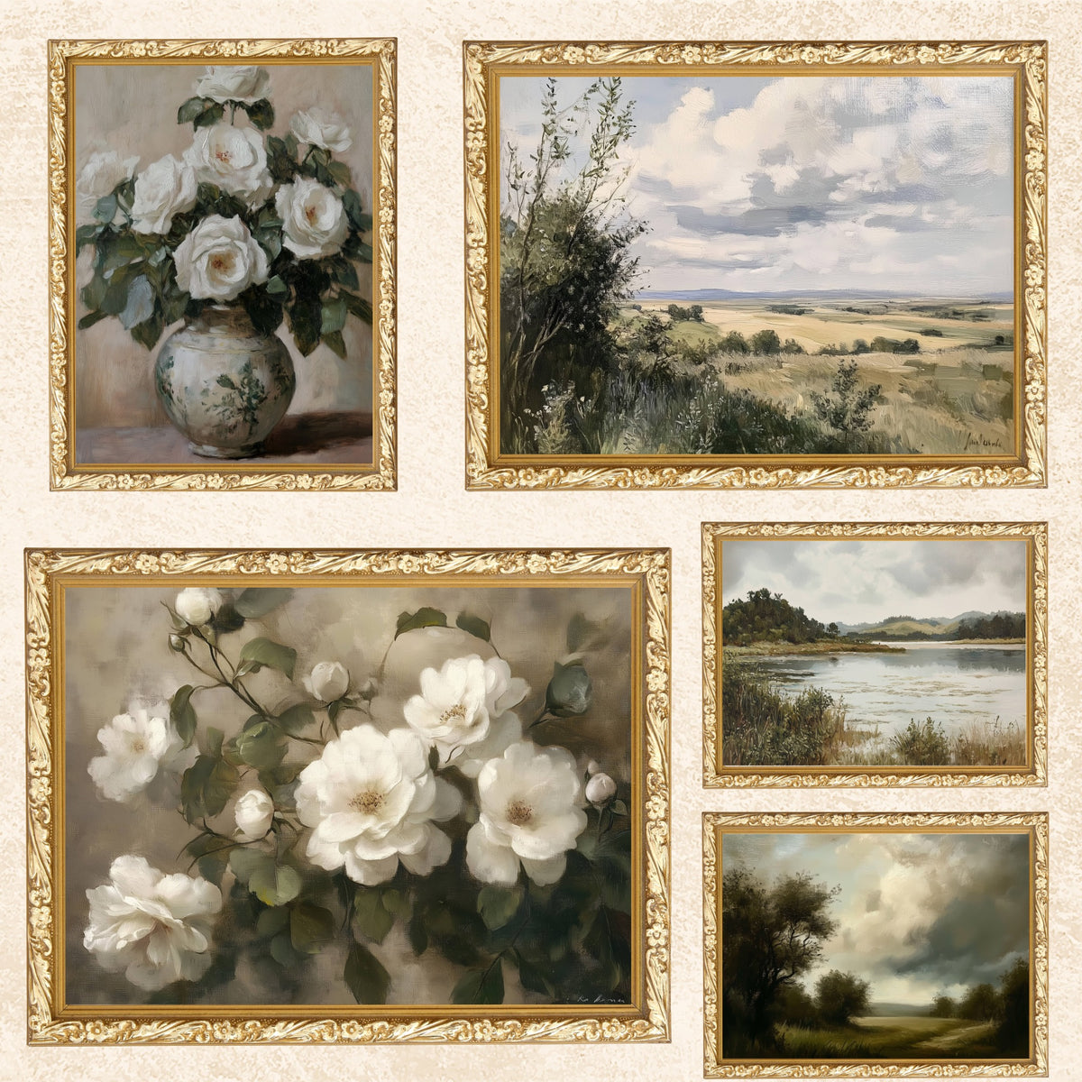 Vintage Neutral Gallery Wall Art Set – Printable Eclectic Decor