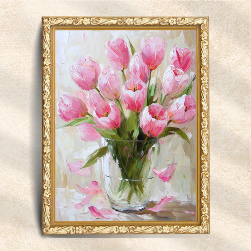 Pink Tulips in Glass Vase (Digital Download)