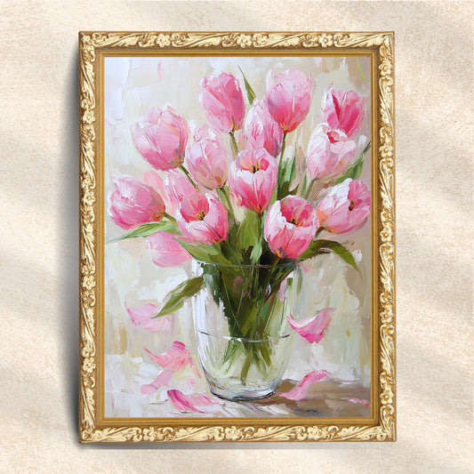 Pink Tulips in Glass Vase (Digital Download)